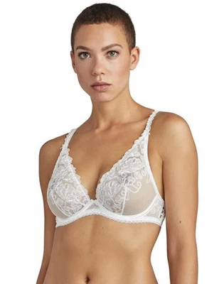 NWT Aubade Paris Pour Toujours Bridal Collection Plunge Floral Lace Bra 32B TC12 - Image 1 of 4