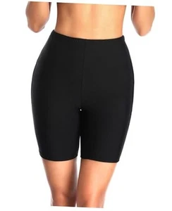  7" Swim Shorts Women High Waisted Bathing Suit Shorts Swimsuit X-Large Black - Picture 1 of 7