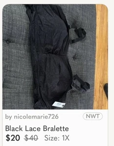 Black Lace Bralette New With Tags - Picture 1 of 1