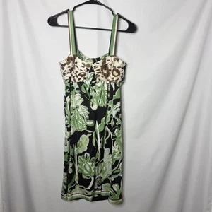 Emilio Pucci Y2K Animal Print Floral Mini Dress S Green - Picture 1 of 7