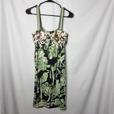 Emilio Pucci Y2K Animal Print Floral Mini Dress S Green - Image 1 of 4