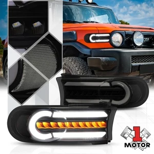 Black/Smoke/Clear LED DRL [SEQUENTIAL SIGNAL] Bumper Light for 07-14 FJ Cruiser - Picture 1 of 10