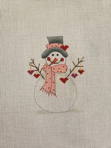 Renaissance February Snowman Needlepoint Canvas & Stitch Guide - Picture 1 of 3
