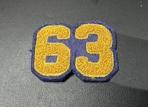 Vintage Felt Letterman Patch Letter Numbers “63” 1963 Blue Yellow Awesome - Picture 1 of 4