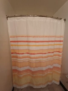 White Tie Dye Shower Curtain Striped Orange Yellow Red Retro Standard Size EUC - Picture 1 of 6