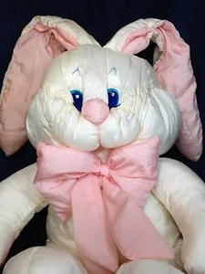 Commonwealth Hot Puffs Bunny Rabbit Plush Puffalump White Pink Stuffed Animal - Picture 1 of 9