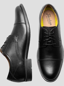 $135 Florsheim Finance Leather Cap Toe Lace-up Oxfords | Black | 9.5 D - Picture 1 of 15