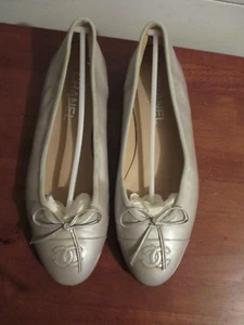 CHANEL CC BOW PATENT LEATHER BALLERINA FLATS EU SIZE 38.5 US 8.5 - Picture 1 of 6