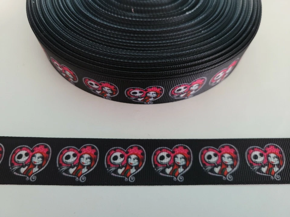 5 Yards 7/8" nightmare before Christmas Grosgrain Ribbon Hair Bow Supplies. - Image 1 of 1