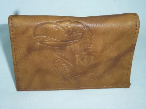 KANSAS JAYHAWKS   Leather TriFold WALLET   New    brown 1 Cover