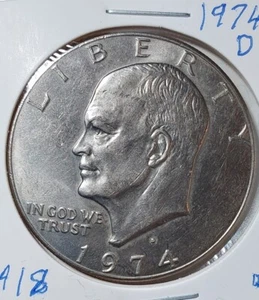 1974-D Eisenhower Dollar Error- On Reverse On Earth Islands Misalined Under... - Picture 1 of 2