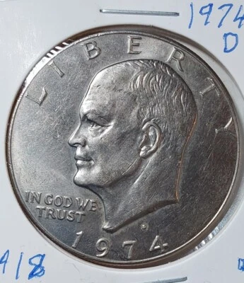 1974-D Eisenhower Dollar  Error- On Reverse On Earth Islands Misalined  Under... - Image 1 of 2