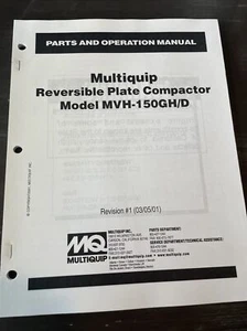 Multiquip Mikasa MVH150G Plate Compactor Parts MQ Operation Service Manual Book - Picture 1 of 7