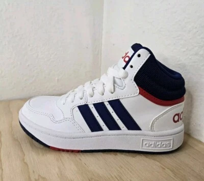 Adidas HOOPS 3.0 MID K White/Victory Blue/Scarlet  GZ9647  Kids Shoes.   #42 - Image 1 of 4