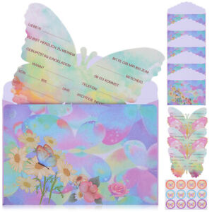  12 Sets German Version Butterfly Birthday Party Invitation Card Sticker Invite