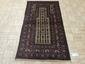 3x5 AUTHENTIC VINTAGE AFGHAN BALOUCH PRAYER RUG - 100% WOOL HAND MADE ORIENTAL - Picture 1 of 2