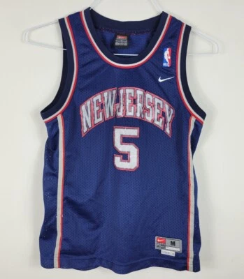 Camiseta de basquete juvenil Jason Kidd #5 New Jersey Nets Nike Team NBA tamanho M + 2 - Imagem 1 de 4