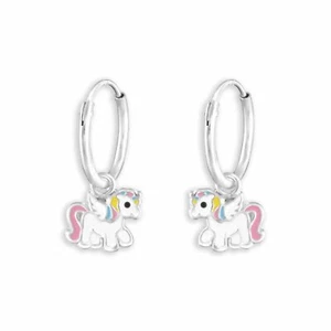 925 Silber Kinderohrringe Einhorn Ohrringe Schmuck für Mädchen Creolen Schmuck - Picture 1 of 5