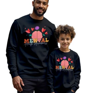 Mens Kids Floral Brain Mental Health Awareness Sweatshirt Jumper Anxiety #MHA - Picture 1 of 29