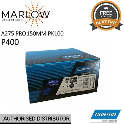 NORTON ABRASIVES A275 Pro 150mm / 6" H&L Grip Sanding Discs 100pk - P400 GRIT