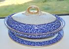 Antique Royal Worcester  Blue Chintz W408 Pattern Lidded Tureen on Stand c1877