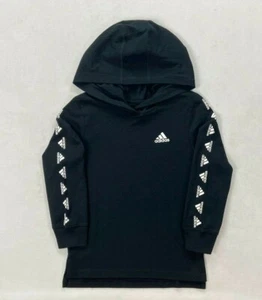 NEW Little Youth Boy's Adidas Hooded Long Sleeve Cotton Shirt Size 4 - Picture 1 of 1