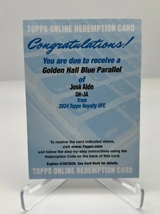 2024 TOPPS ROYALTY UFC JOSE ALDO GOLDEN HALL BLU /25 AUTO REDEMPTION GH-JA - Foto 1 di 2