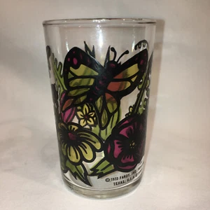 "Vaso de jugo retro vintage Faroy Houston 3,5"" con hojas de flores de mariposa 1973" - Imagen 1 de 5