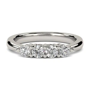Half Eternity Style Pure 950 Platinum Round Cut Lab-Grown Diamond Ring for Women - Picture 1 of 7