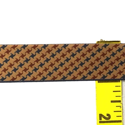 Offray Satin Ribbon Single Face 7/8" Printed Brown Blue  100 yds Spool - Image 1 of 3