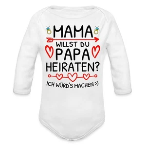 Mama Willst Du Papa Heiraten? Heiratsantrag Baby Bio-Langarm-Body - Afbeelding 1 van 17