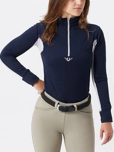 TuffRider Damen belüftetes Sport Langarm marineblaues Shirt mit Mesh XLarge - Bild 1 von 14