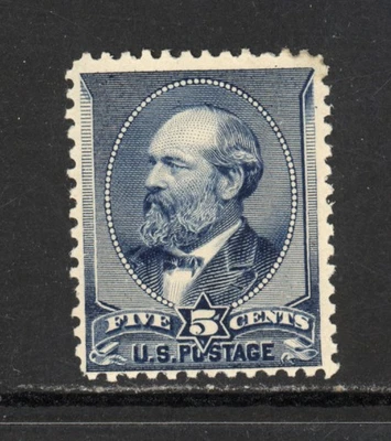 SCOTT 216 1888 5 CENT GARFIELD REGULAR ISSUE MH OG F-VF CAT $145! - Image 1 of 2
