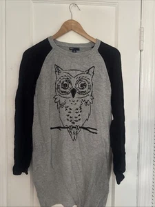 Gap Kids Gray and Black Sequin Owl Knit Tunic Sweater Dress Size XXL (14-16) - Picture 1 of 6