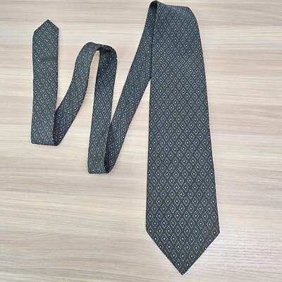 Giorgio Armani Cravatte Mens Green Blue Diamond Designer Silk Necktie Luxe ITALY - Image 1 of 4