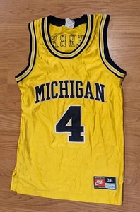Vintage Nike Chris Webber 4 Michigan Wolverines Basketball Jersey - 36 Small - Picture 1 of 4
