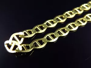 Solid 10K Yellow Gold Flat Mariner Link Chain (6.MM) - Afbeelding 1 van 8