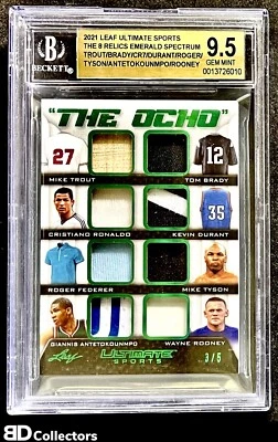 /5 TROUT BRADY RONALDO FEDERER TYSON BGS 9.5 8 PATCH 2021 Leaf Ultimate Ocho - Image 1 of 2