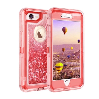 For iPhone 6/7/8/P/X Quicksand Liquid Glitter Defender Case w/Clip fits Otterbox - Image 1 of 4