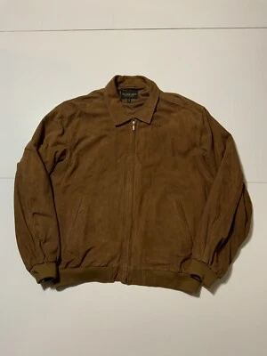 Chaqueta Bomber Vintage Golden Bear Ropa Deportiva Gamuza Cuero Coñac Cremallera Talla XL Foto 1 de 4