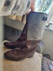LADIES ROCKPORT BROWN AND GREY FUR LINED BOOTS SIZE 3.5