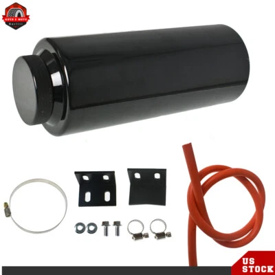 Universal Radiator Coolant Aluminum Catch Tank Black Overflow Reservoir 800ML - Image 1 of 4