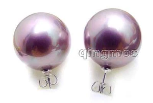 OFERTA Pendiente de perlas grande redondo púrpura de 18 mm plata 925 oreja de perno 435 - Imagen 1 de 3