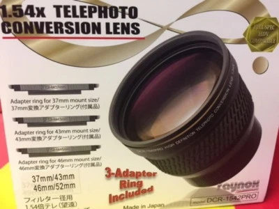 DCR-1541 1542 1545  1.54x Raynox Telephoto Lens GZ-MG575/GZ-MG555 37 43 46 52mm - Image 1 of 4