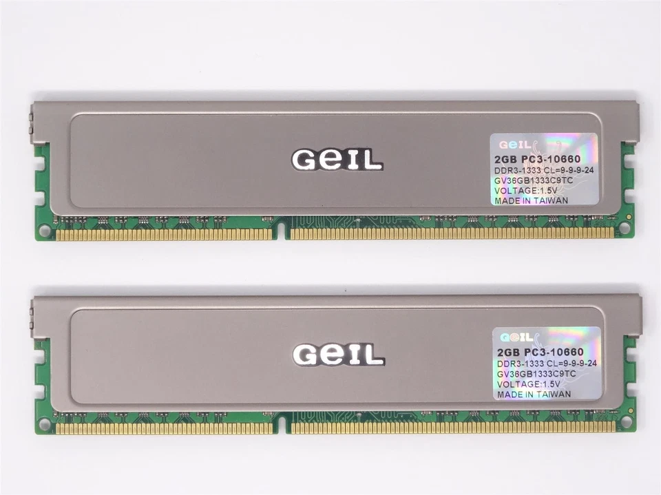 GEIL 4 GB (2x2GB) RAM DDR3 1333 PC3-10667U GV38GB1333C9TC (#1132) - Imagem 1 de 1