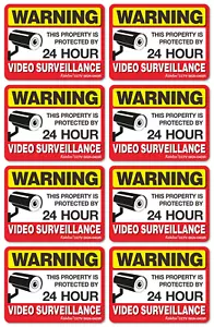 Video Surveillance Sign Reflective Sticker (8 Pack) - Decal Self Adhesive 4 X 3 - Picture 1 of 7