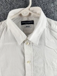 Dolce & Gabbana Gold 15.75 (40) Italy Men Button Up Shirt White Spandex Woven - Picture 1 of 24