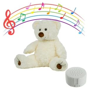 8 Inch Amelia White Twist Bear Eco-Friendly Plush with Recorder - Cuddly Gift - Picture 1 of 2