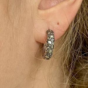 Pomellato Orecchini Anelle Cerchi Argento Marcasite Bruniti Rari Fuori Catalogo - Imagen 1 de 12