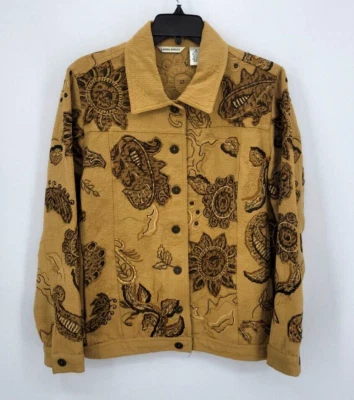 Chaqueta Laura Ashley Vintage Mujer Mediana Marrón Bordada Floral Paisley Boho Foto 1 de 4